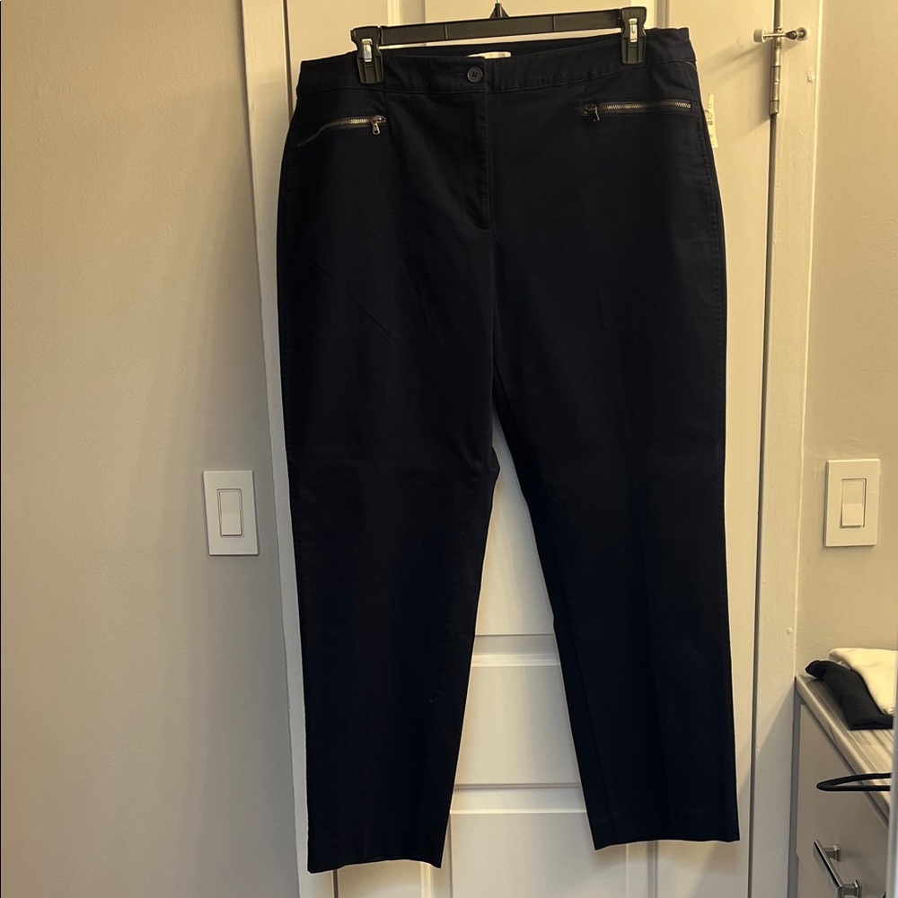 Talbots Navy Straight-Leg Pants with Zipper Pockets 18W NWT